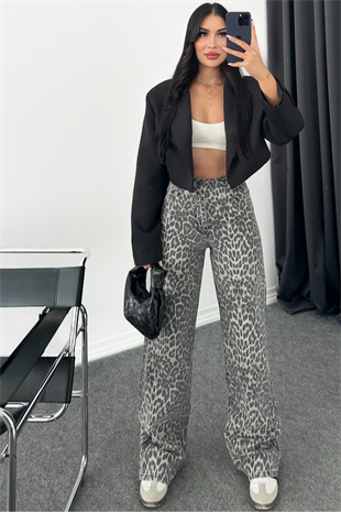 PREMİUM LEOPAR WİDE LEG JEAN