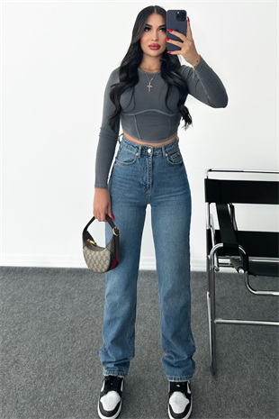 PREMİUM MİD BLUE STRAİGHT JEAN 