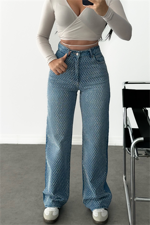 PREMİUM MİD BLUE TAŞLI LENDY JEAN 