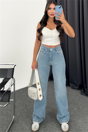 PREMİUM MİD BLUE WİDE LEG TALLY JEAN