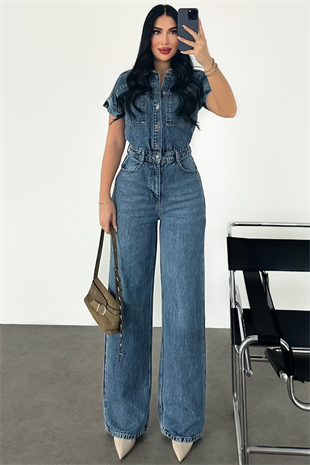 PREMİUM MİD BLUE WİDE LEG TULUM