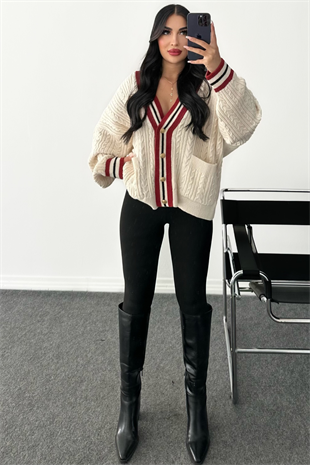 PREMİUM OVERSİZE ŞERİT DETAYLI HIRKA