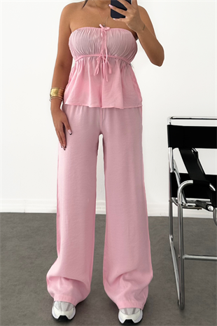 PREMİUM PEMBE BÜZGÜLÜ ESİLİA TAKIM