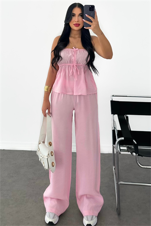 PREMİUM PEMBE BÜZGÜLÜ ESİLİA TAKIM