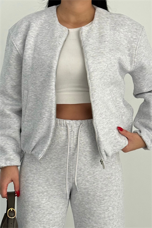 PREMİUM ŞARDONLU GRİ LEİSA EŞOFMAN TAKIMI