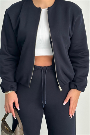 PREMİUM ŞARDONLU LACİVERT RENK CEKETLİ EŞOFMAN TAKIMI