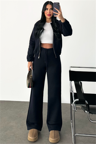 PREMİUM ŞARDONLU LACİVERT RENK CEKETLİ EŞOFMAN TAKIMI