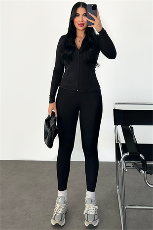 PREMİUM ŞARDONLU SİYAH RENK TAYT CEKET TAKIM