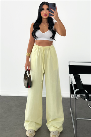 PREMİUM SARI BOL PAÇA PALAZZO PANTOLON