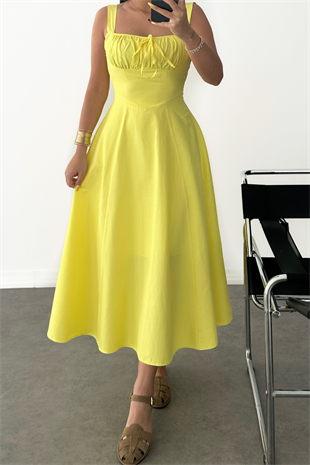 PREMİUM SARI COTTON ELBİSE