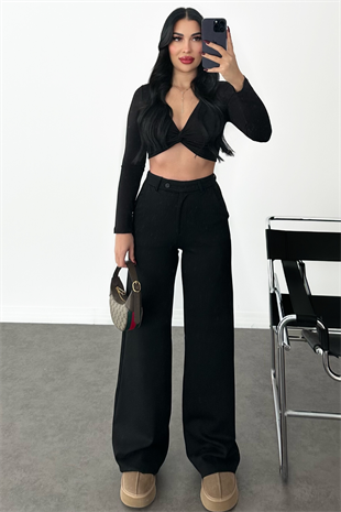 PREMİUM SİYAH KALIN KUMAŞ PALAZZO PANTOLON