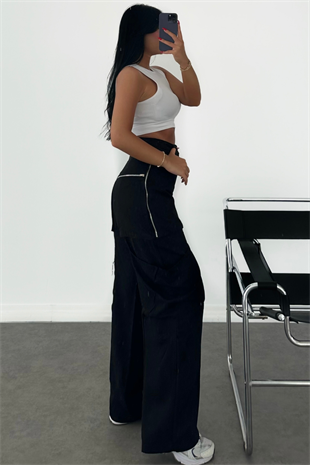 PREMİUM SİYAH KARGO CEPLİ TASARIM PANTOLON