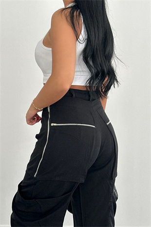 PREMİUM SİYAH KARGO CEPLİ TASARIM PANTOLON