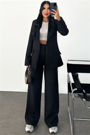 PREMİUM SİYAH RENK BELDEN OTURMALI REKOR CEKET TAKIM