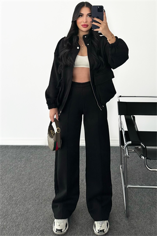 PREMİUM SİYAH ŞARDONLU EŞOFMAN TAKIMI ENNA