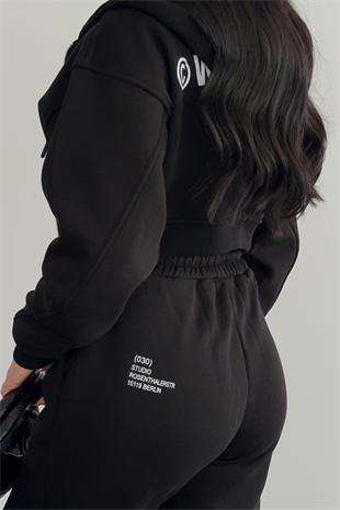 PREMİUM SİYAH ŞARDONLU LENA EŞOFMAN TAKIMI