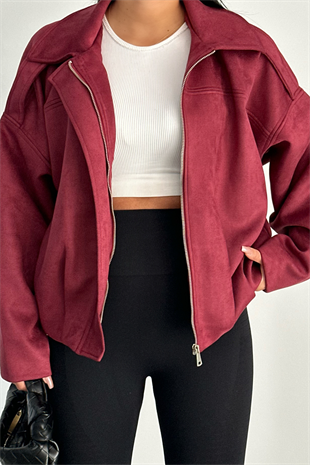 PREMİUM SÜET BORDO RENK ESSY CEKET