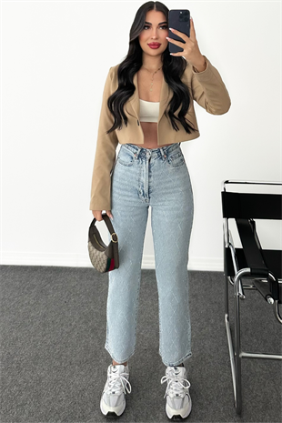 PREMİUM TAŞLI BUZ MAVİ JEAN