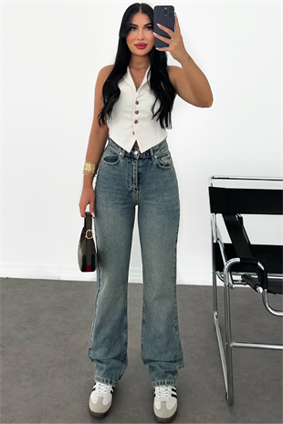 PREMİUM TİNTLİ YÜKSEK BEL STRAİGHT JEAN