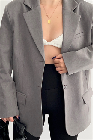 PREMİUM VATKALI GRİ BLAZER CEKET