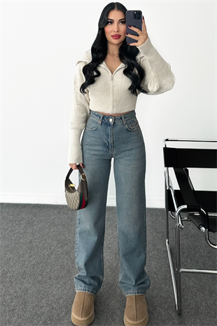 PREMİUM WİDE LEG MİD BLUE JENRY JEAN