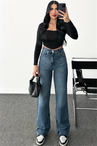 PREMİUM WİDE LEG YÜKSEK BEL ZİRA JEAN