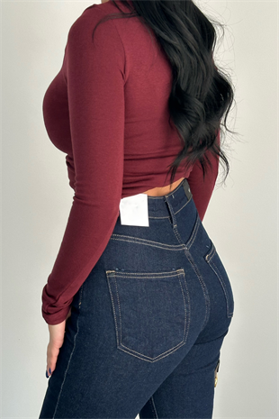 PREMİUM YÜKSEK BEL DARK BLUE FLARE JEAN