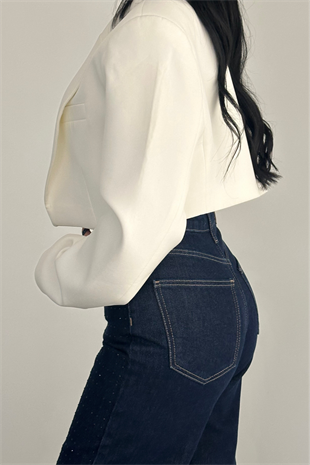 PREMİUM YÜKSEK BEL DARK BLUE TAŞLI JEAN