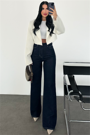 PREMİUM YÜKSEK BEL DARK BLUE TAŞLI JEAN