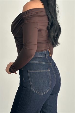 PREMİUM YÜKSEK BEL DARK BLUE WİDE LEG ELSY JEAN