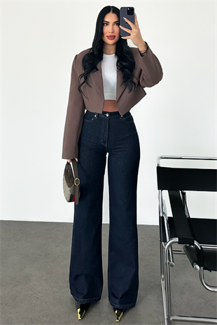 PREMİUM YÜKSEK BEL DARK BLUE WİDE LEG ELSY JEAN