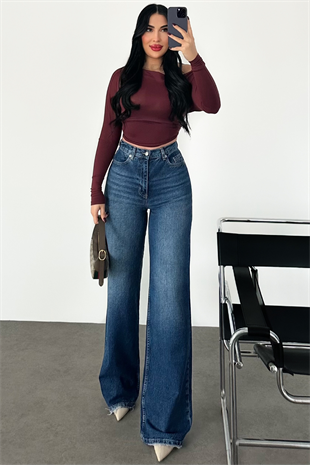 PREMİUM YÜKSEK BEL KOYU MAVİ RENK LESİA JEAN