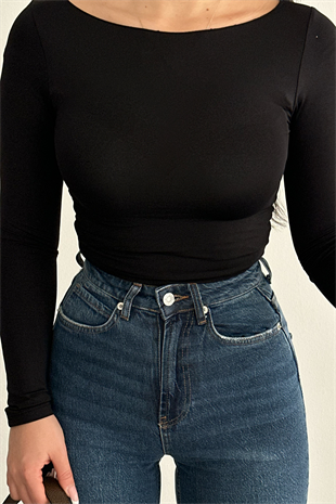 PREMİUM YÜKSEK BEL KOYU MİD BLUE WİDE LEG JEAN