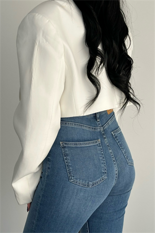 PREMİUM YÜKSEK BEL MİD BLUE FLARE JEAN