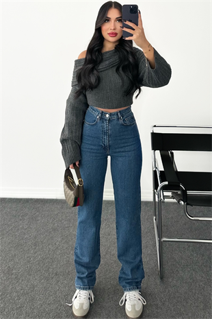 PREMİUM YÜKSEK BEL MİD BLUE STRAİGHT JEAN