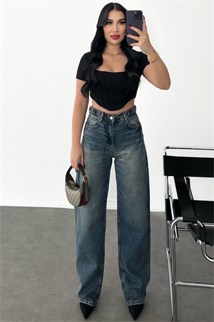 PREMİUM YÜKSEK BEL TİNTLİ BAGGY JEAN