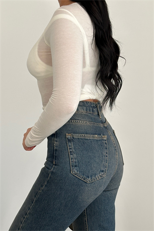 PREMİUM YÜKSEK BEL TİNTLİ DESİA WİDE LEG JEAN