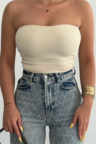 PREMİUM YÜKSEK BEL TİNTLİ TAŞLI WİDE LEG JEAN