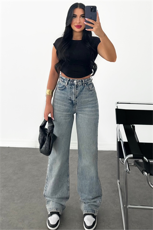 PREMİUM YÜKSEK BEL TİNTLİ  WİDE BEL BELİSA JEAN