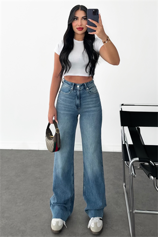 PREMİUM YÜKSEK BEL WİDE LEG LENA JEAN