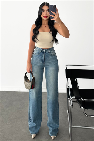 PREMİUM YÜKSEK BEL WİDE LEG WAİLA JEAN