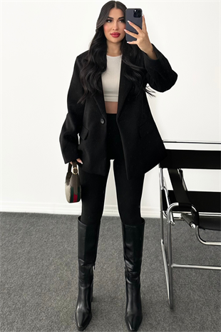 PREMİUM YÜN SİYAH CEKET