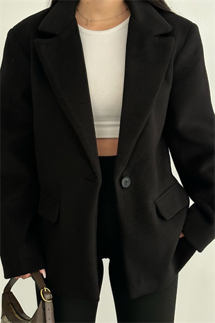 PREMİUM YÜN SİYAH CEKET