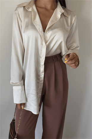 SATEN KIRIK BEYAZ GÖMLEK 