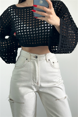 SİYAH AJURLU TRİKO