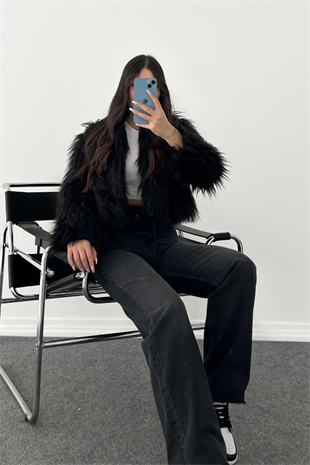 SİYAH CROP VİRAL KÜRK