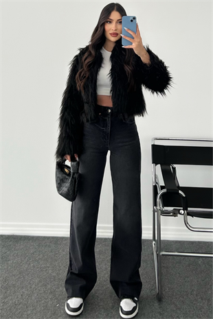 SİYAH CROP VİRAL KÜRK