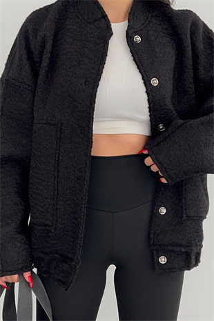 SİYAH DOKULU BOMBER CEKET