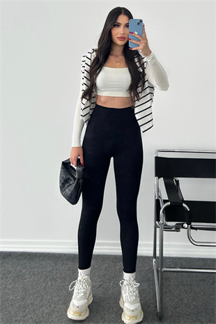 SİYAH FİTİLLİ İÇİ ŞARDONLU TAYT