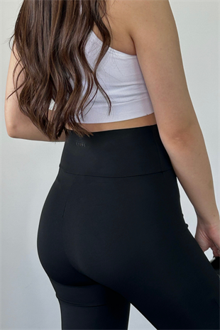 SİYAH İSPANYOL PAÇA YÜKSEK BEL TAYT